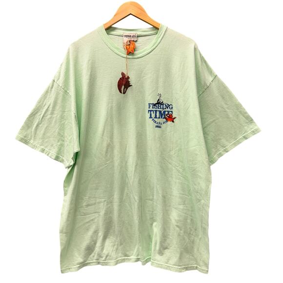 Pirana Joe T-Shirt Mens XXL Green FISHING TIME Jamaica Short Sleeve Crew Tee NEW - Picture 1 of 8